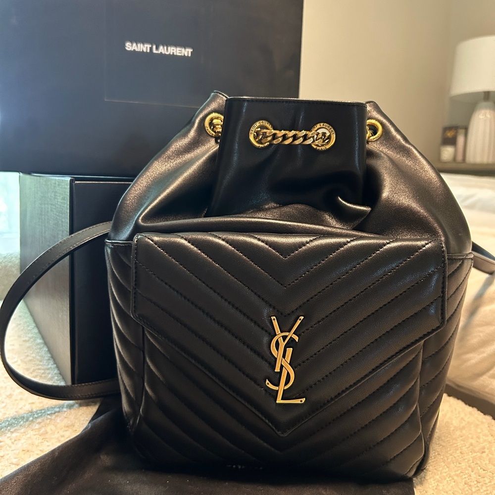 Saint Laurent Black Quilted Backpack